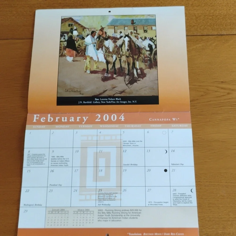 1991 Sioux Art 1999 Cherokee Heritage 2001 Native PeopleSW 2004 Am West Calendar